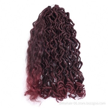 Long 18inch Curly Red Brown Goddess Faux Locs Crochet Braiding Hair Fluffy Passion Twist Braids Synthetic Hair Extensions